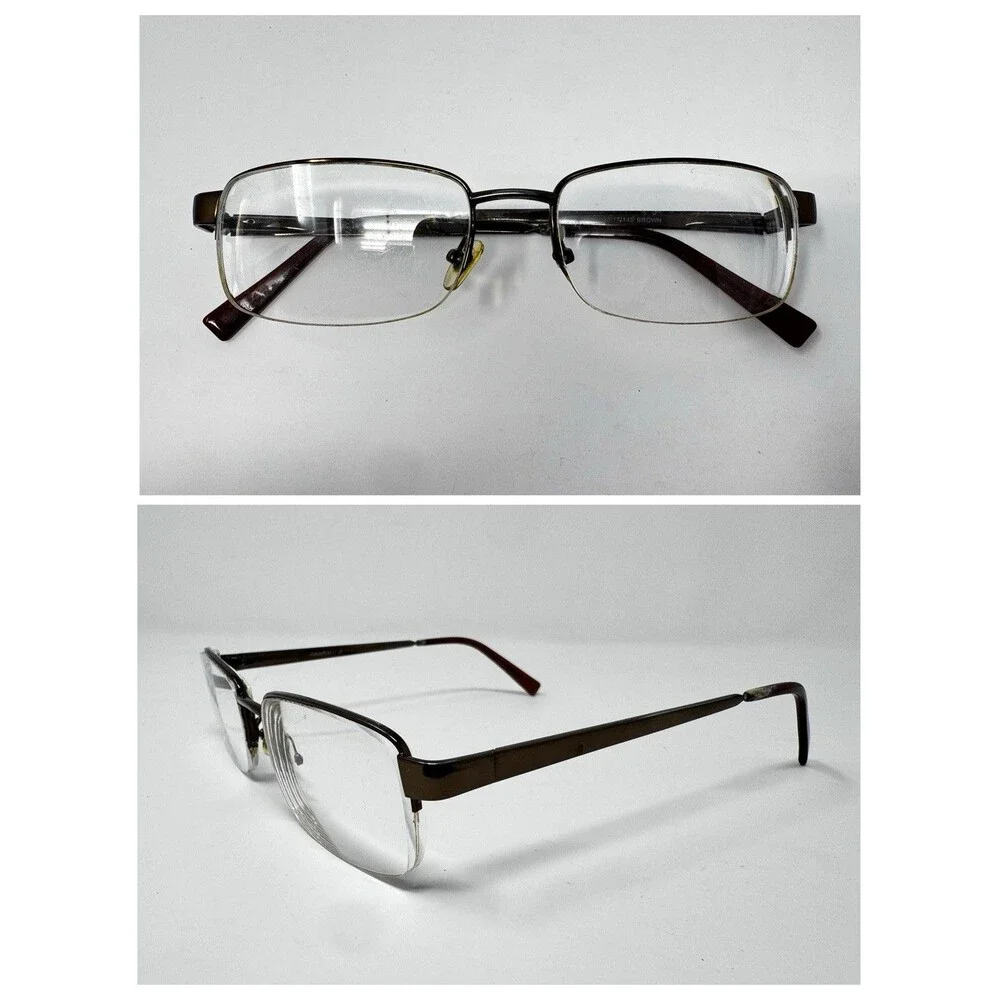 Enhance 3777 Brown Metal Semi Rimless Eyeglass Frames 55-17-145